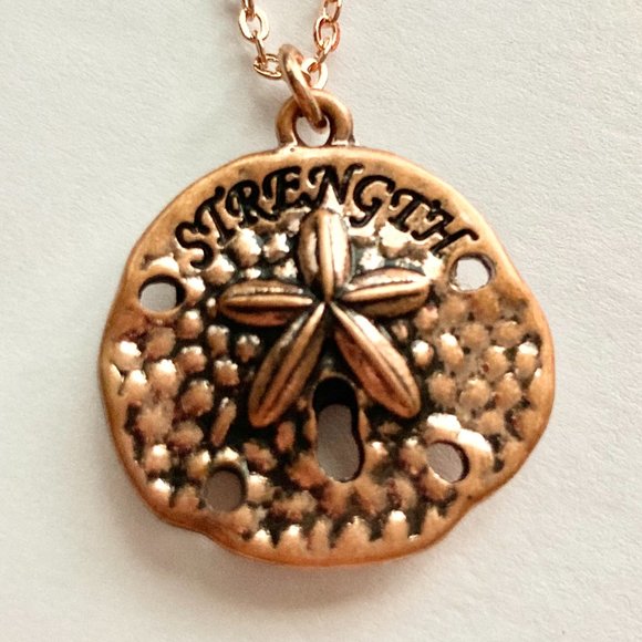 Sand Dollar Sea Life Pendant Necklace Island Copper Rose Gold Plated 18" Chain - Picture 6 of 9